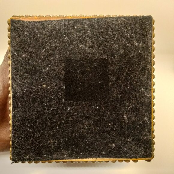 Brass Studded Wooden Box With Lid For Storage Or Decor - Picture 5 of 13